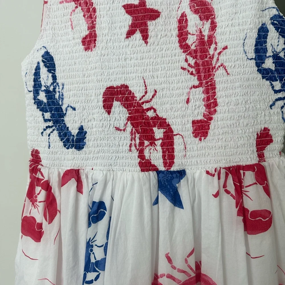 J. Crew White Dress with Red and Blue Sea Life Print - Picture 3 of 4